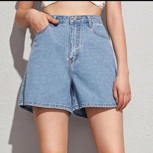 Solid Wide Leg Denim Shorts